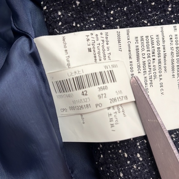 Hugo Boss Klera Tweed Wool Blue Asymmetrical Blazer Coat - Picture 6 of 9